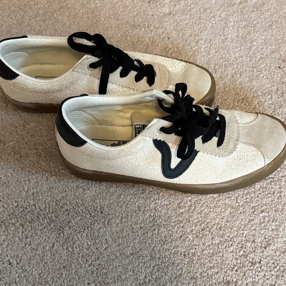 Vans Cream and Black Sneakers